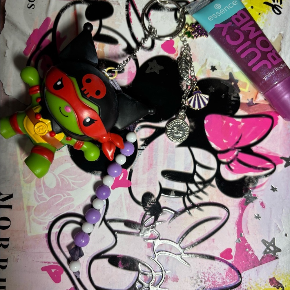 Kuromi X Ninja Turtles Lipgloss Keychain💕